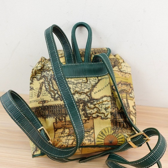 VTG Vittorio Godi World Map Mini Backpack Beige Green Atlas‎ PVC Eclectic Travel main image 16